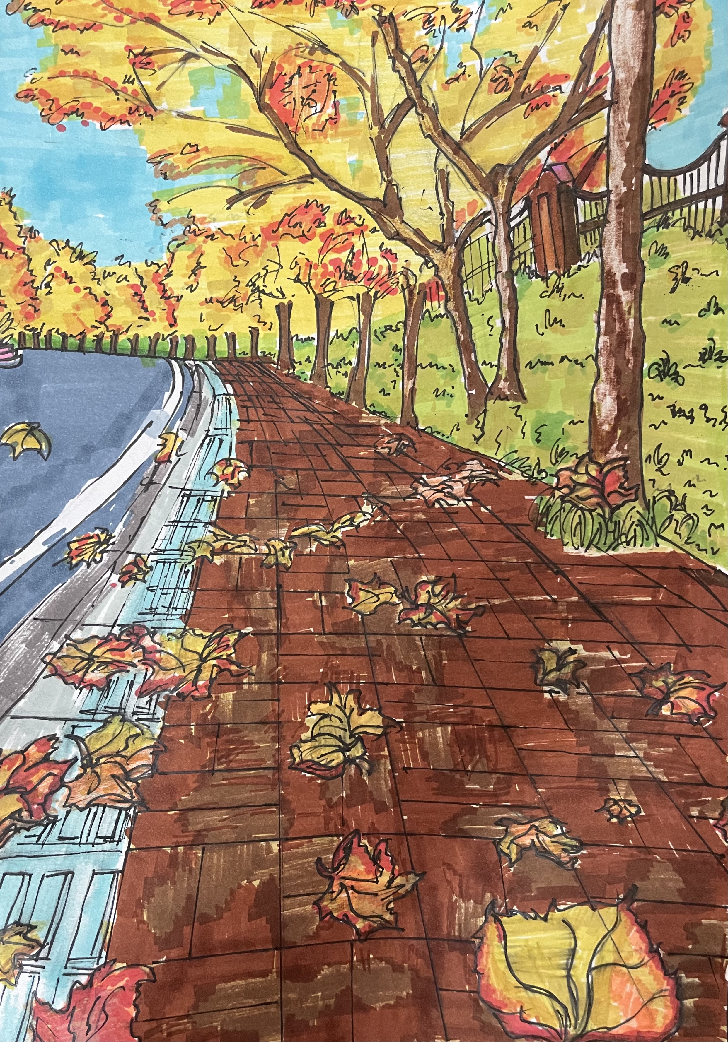 秋日的校园，被金黄的树叶温柔包裹。风起时，叶片如蝴蝶般翩跹而落，铺满小径，漫步其间，仿佛置身诗意的画卷，宁静而美好。