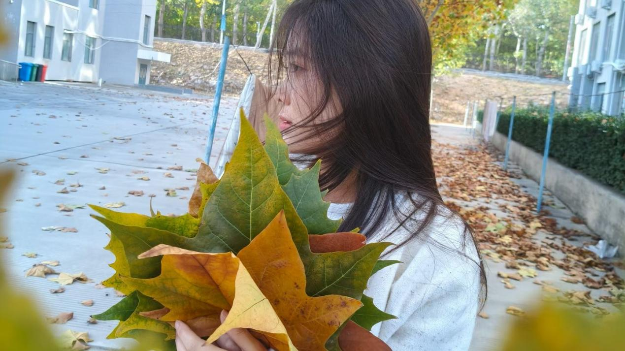 捡一捧落叶扎成“限定花束”，黄绿叶片裹着阳光味，捧在怀里像揣着小太阳，我与秋的浪漫藏这里～