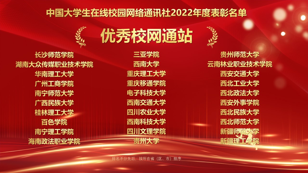 中国大学生在线校园网络通讯社2022年度表彰：优秀校网通站（3/3）