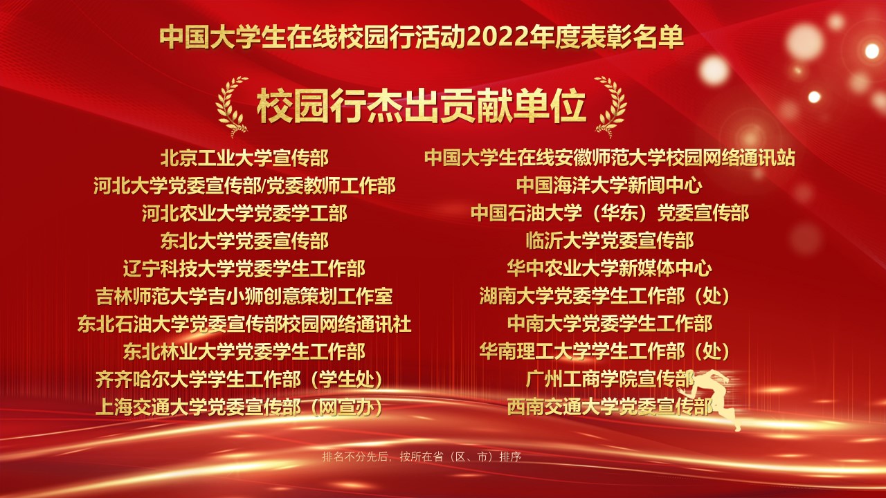 中国大学生在线校园行活动2022年度表彰：校园行杰出贡献单位