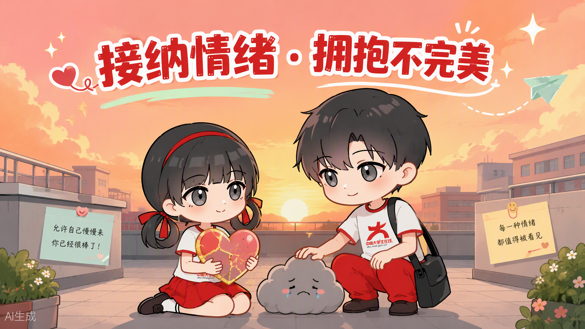 难过不必隐藏，焦虑无需羞耻。情绪没有对错，它们只是内心的信使。就像金缮工艺用金线修补裂痕，接纳不完美的自己，那些裂缝反而会成为生命中最闪亮的地方。