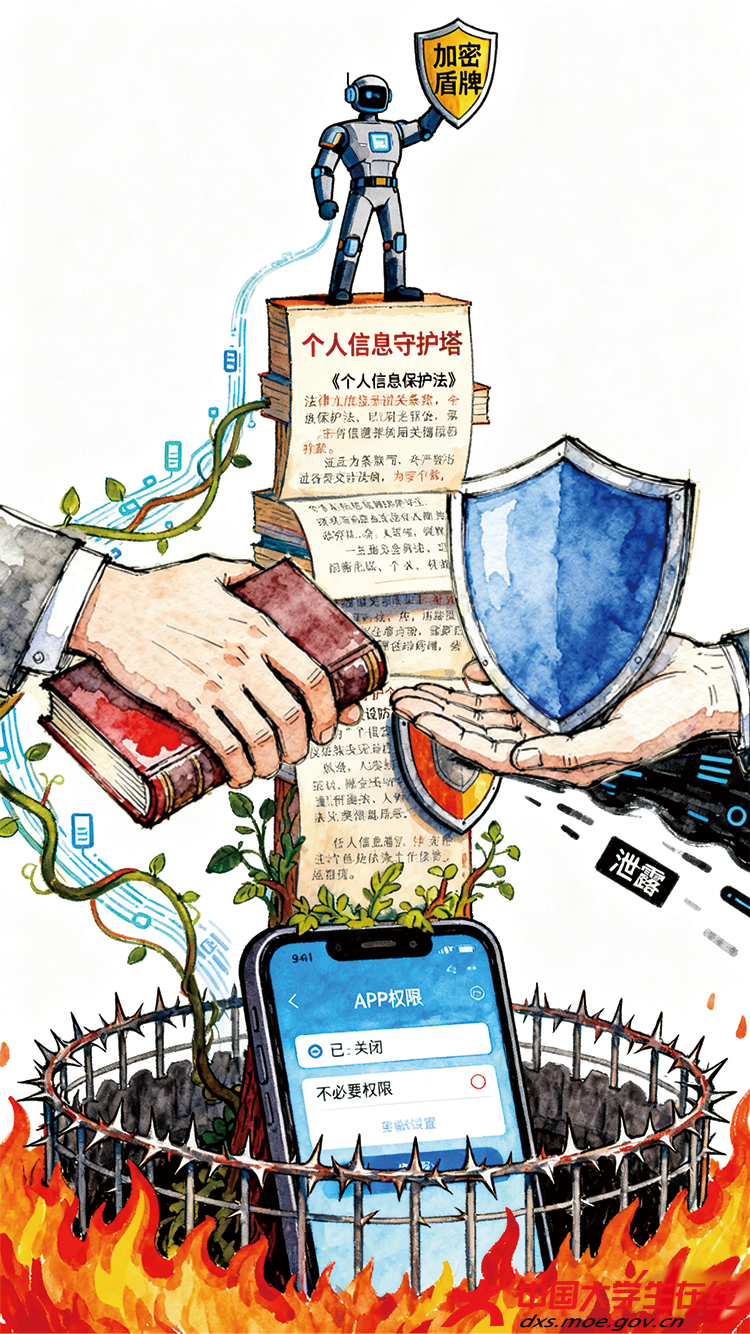 以《个人信息保护法》为塔，借加密、权限管理等手段，筑牢个人信息防护墙。