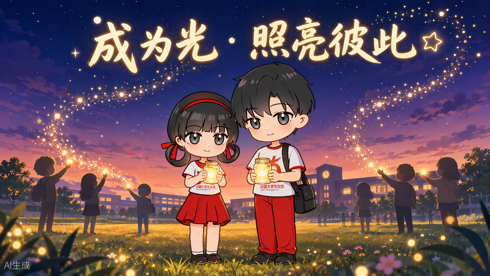从被温暖的人，变成温暖别人的人。一句关心、一次陪伴，都是一盏小小的灯。当千万点微光在校园里流动，便汇成星河——每个人都可以成为照亮他人的那束光。