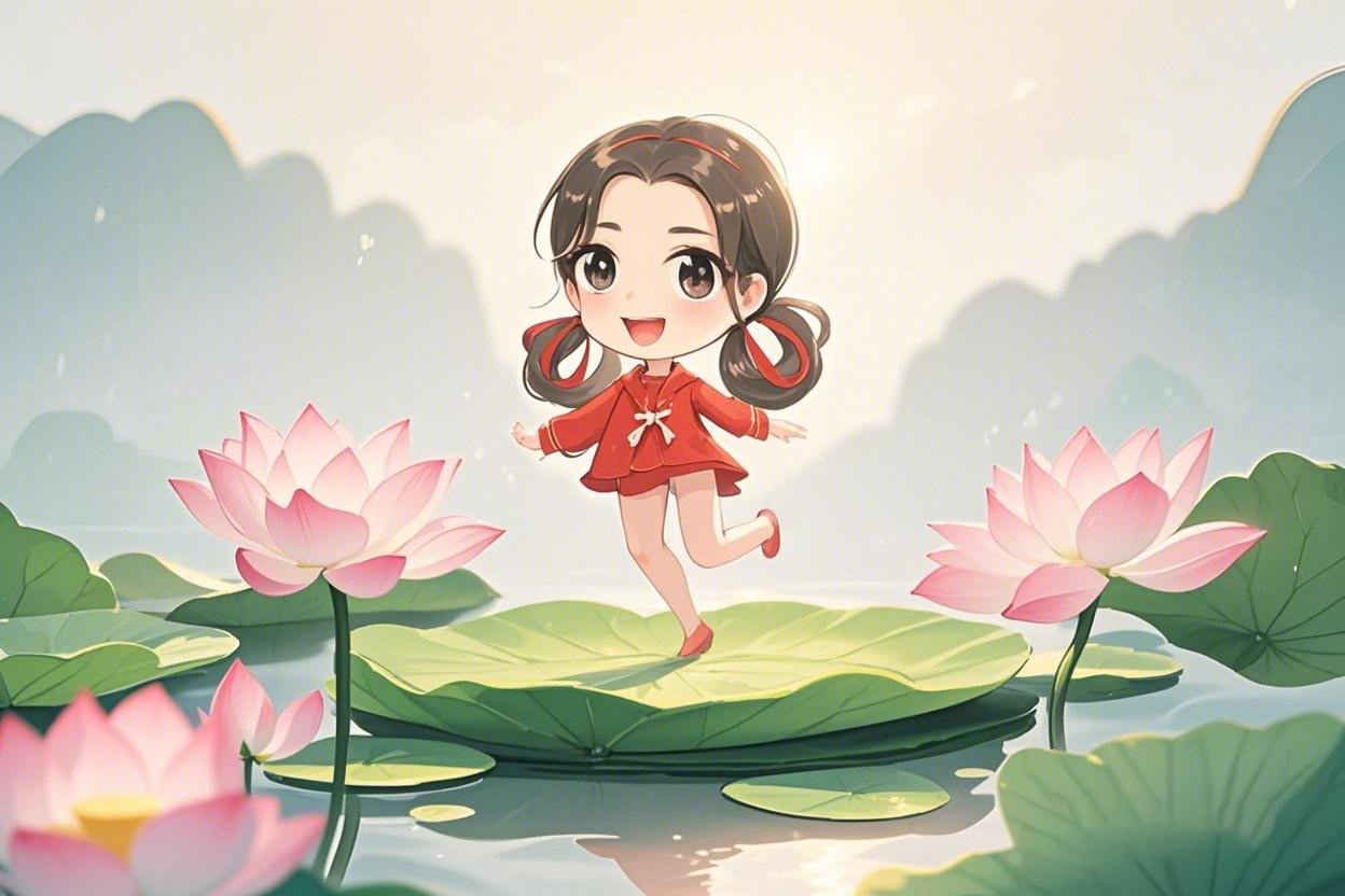 小中妹妹在荷叶上跳舞（图片由即梦AI生成）.jpg